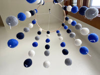 Deep Blues Felt Ball Ceiling Mobile