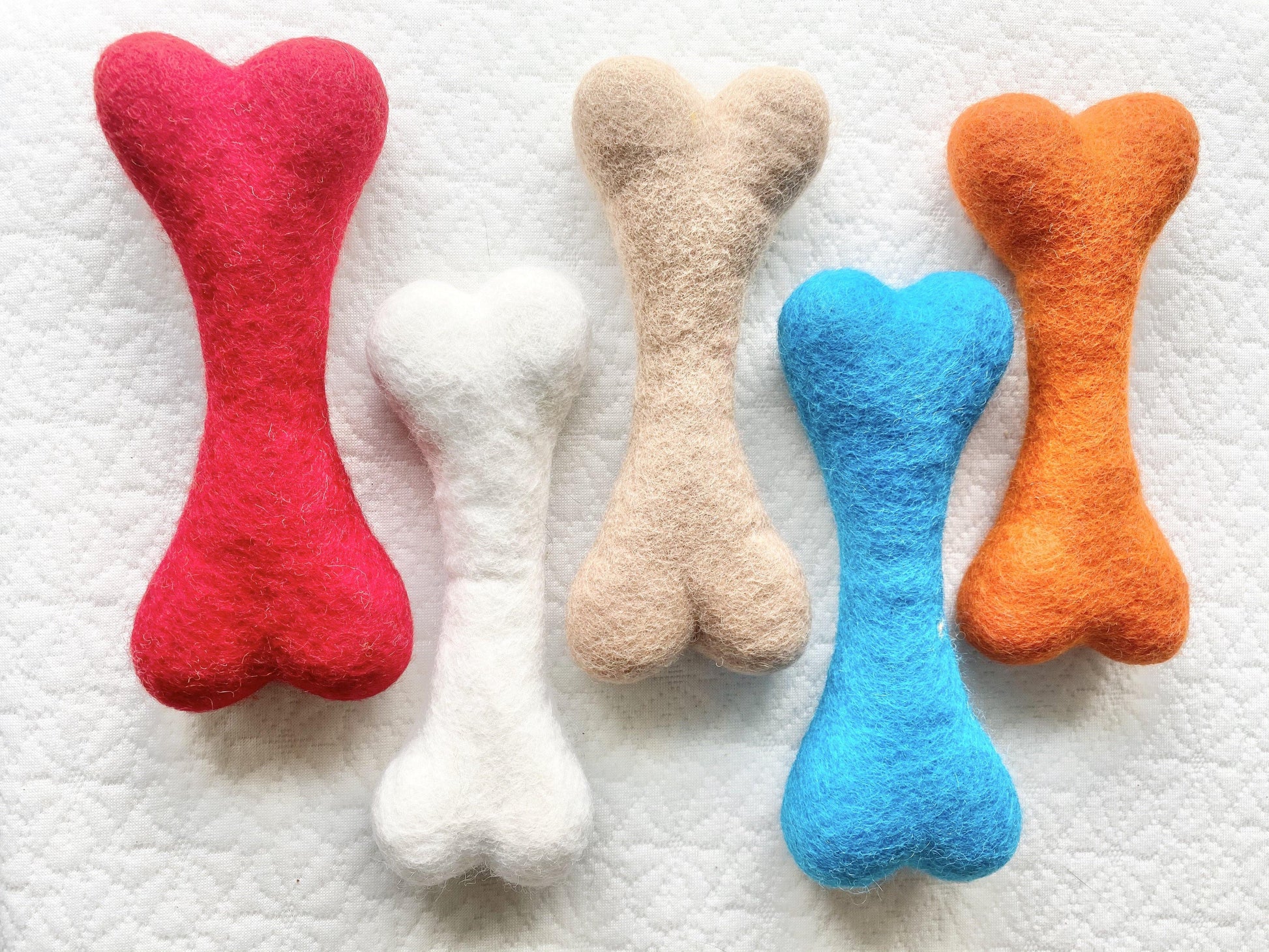 Large Solid Wool Dog Bones - Redheadnblue