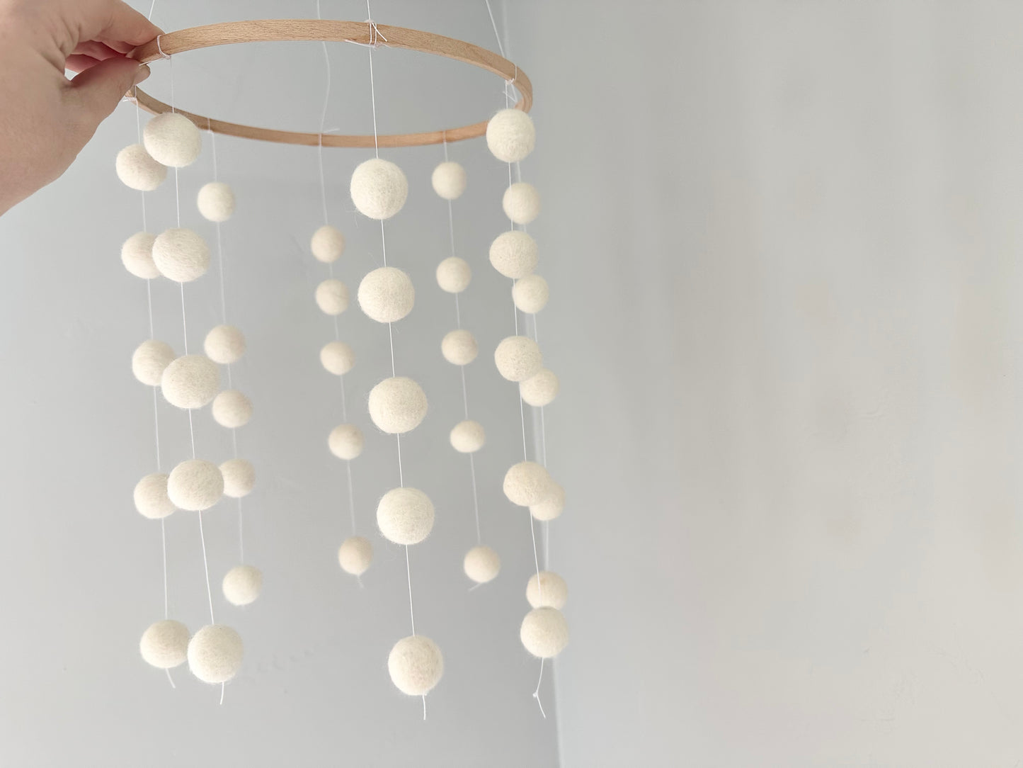 Simply White Felt Ball Ceiling Mobile