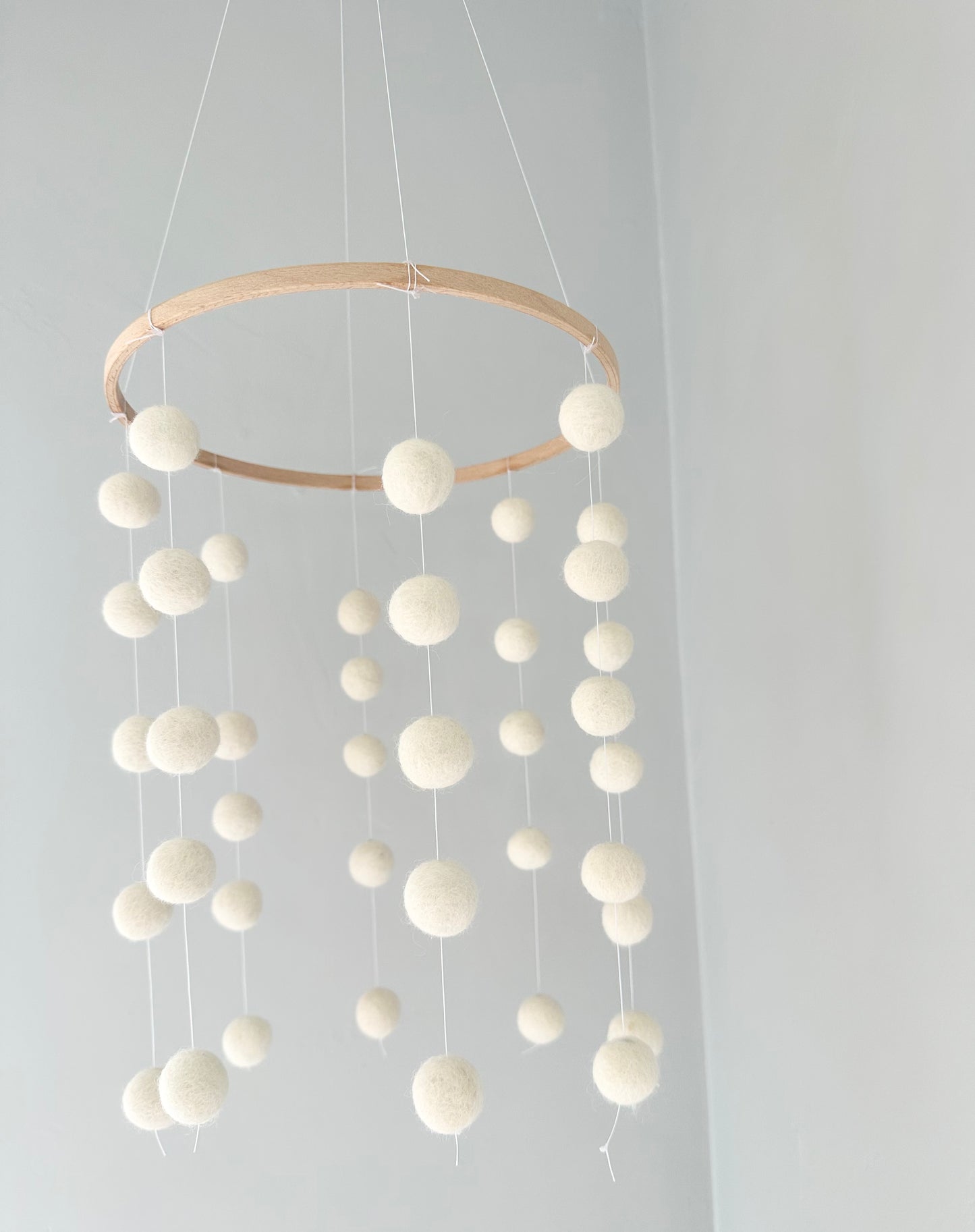 Simply White Felt Ball Ceiling Mobile