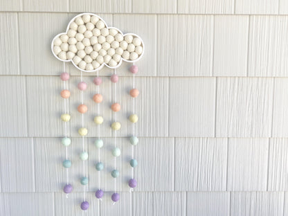 Pastel Rainbow Felt Ball Rain Cloud - Redheadnblue
