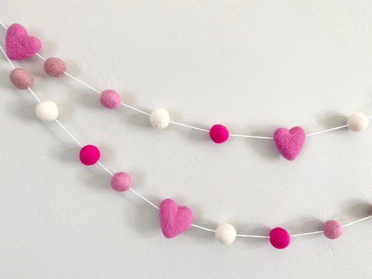 Shades of Pink Heart Garland