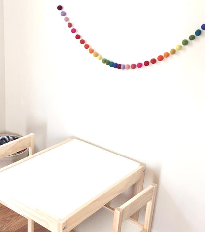 Rainbow Ombre Felt Ball Garland