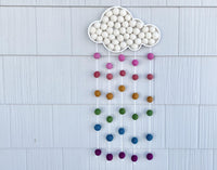 Muted Rainbow Felt Ball Rain Cloud - Wool Jamboree