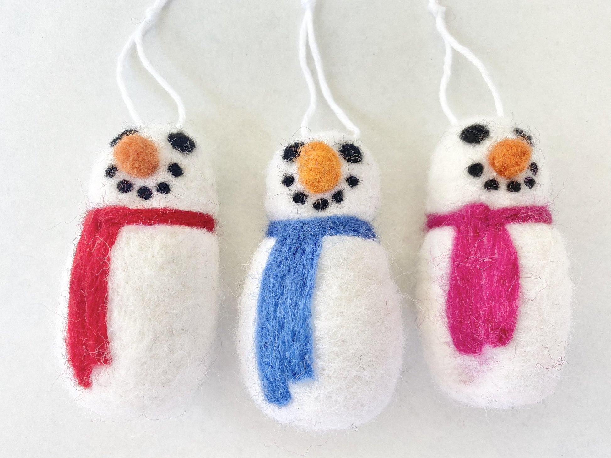 Snowman Felted Ornaments - Redheadnblue