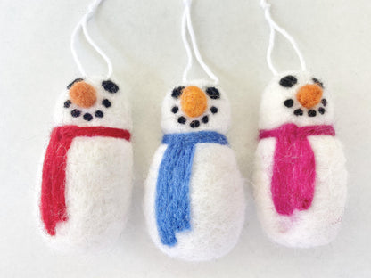 Snowman Felted Ornaments - Redheadnblue