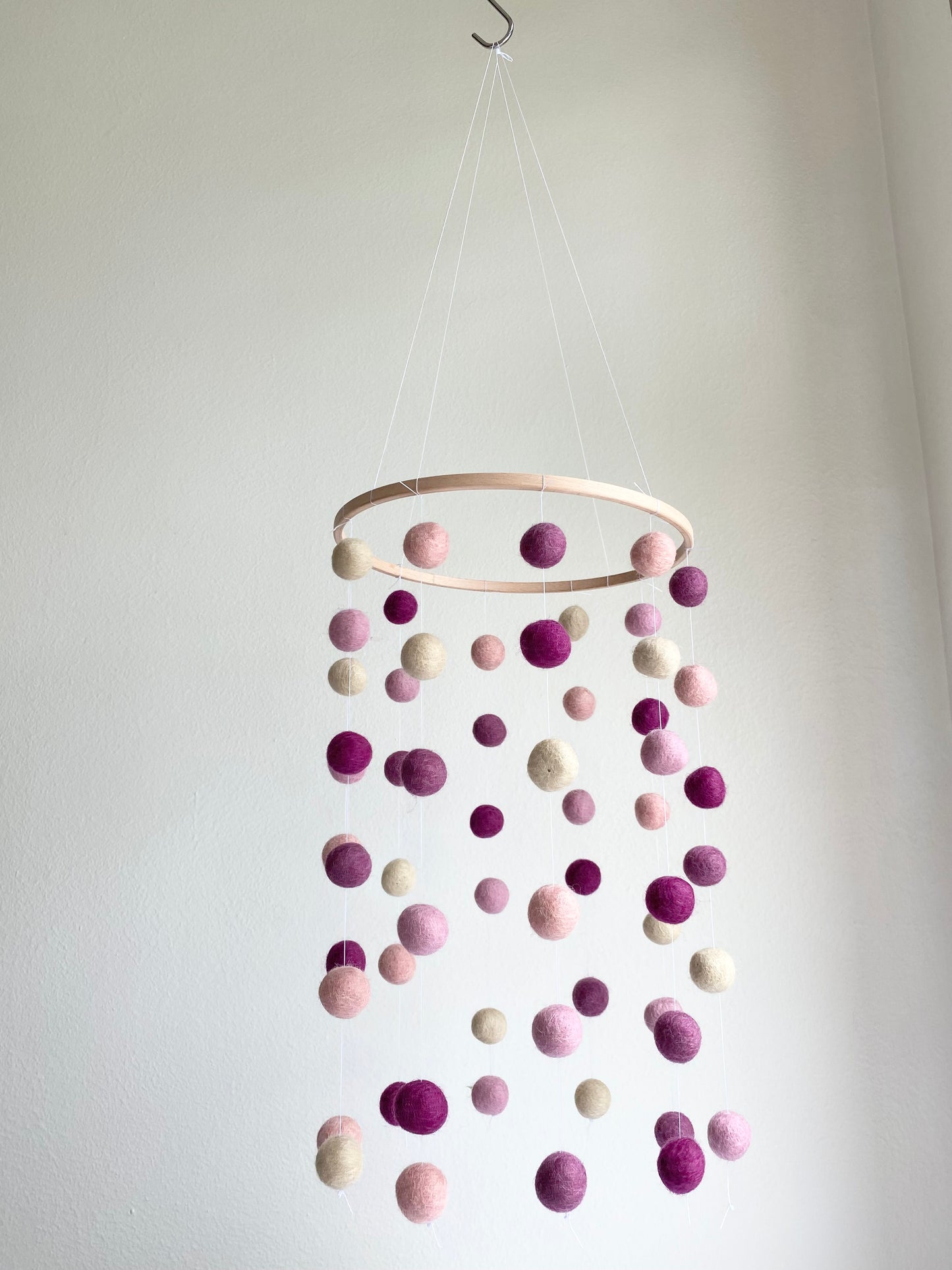 Purples & Pinks Felt Ball Ceiling Mobile