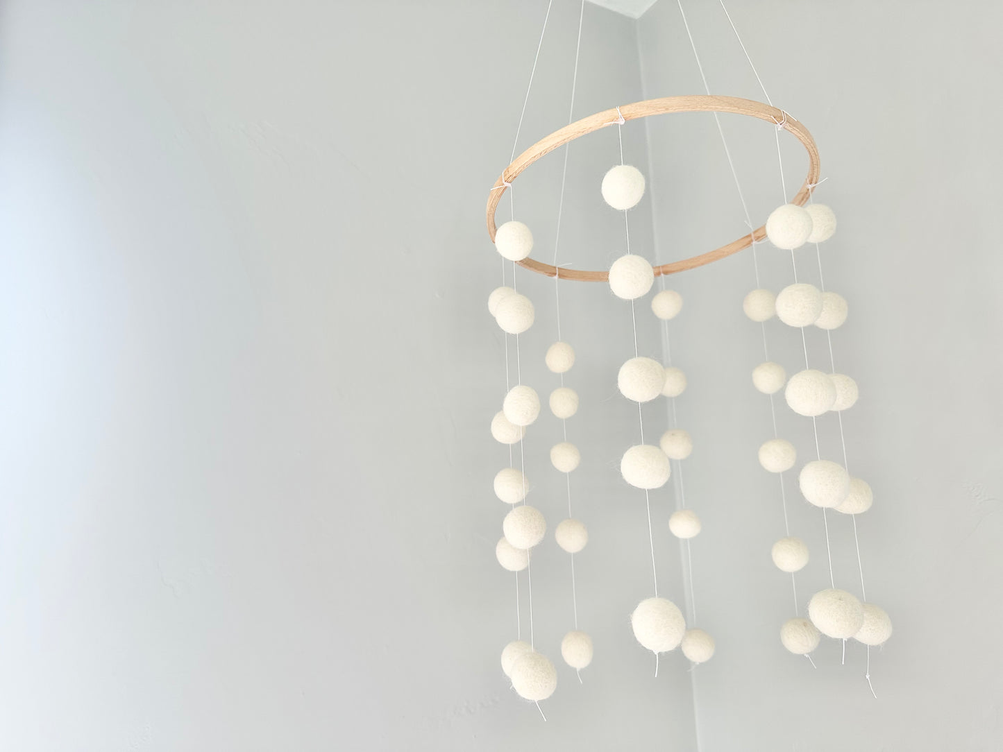Simply White Felt Ball Ceiling Mobile