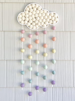 Pastel Rainbow Felt Ball Rain Cloud - Redheadnblue