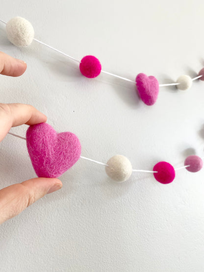 Shades of Pink Heart Garland
