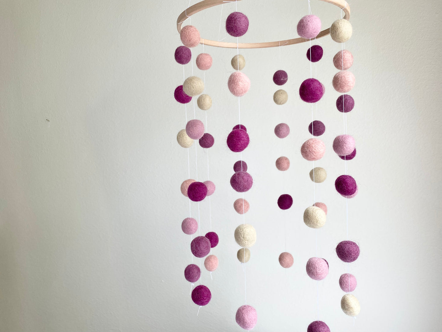 Purples & Pinks Felt Ball Ceiling Mobile