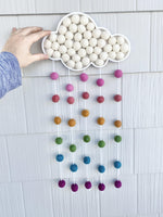 Muted Rainbow Felt Ball Rain Cloud - Redheadnblue