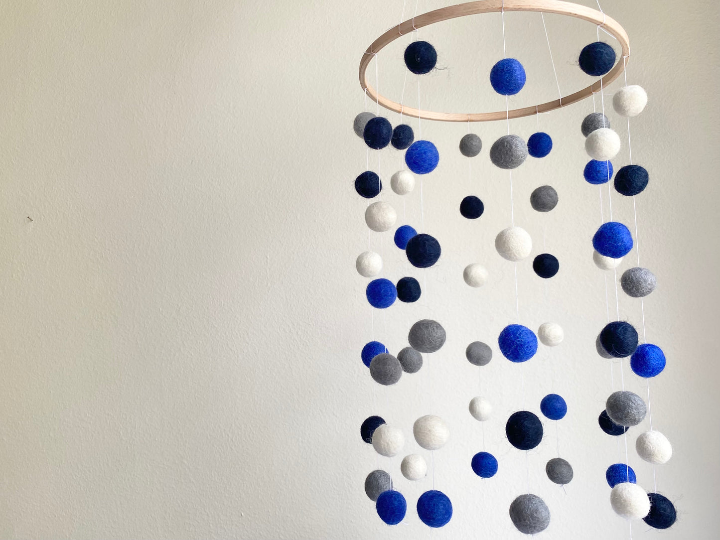 Deep Blues Felt Ball Ceiling Mobile