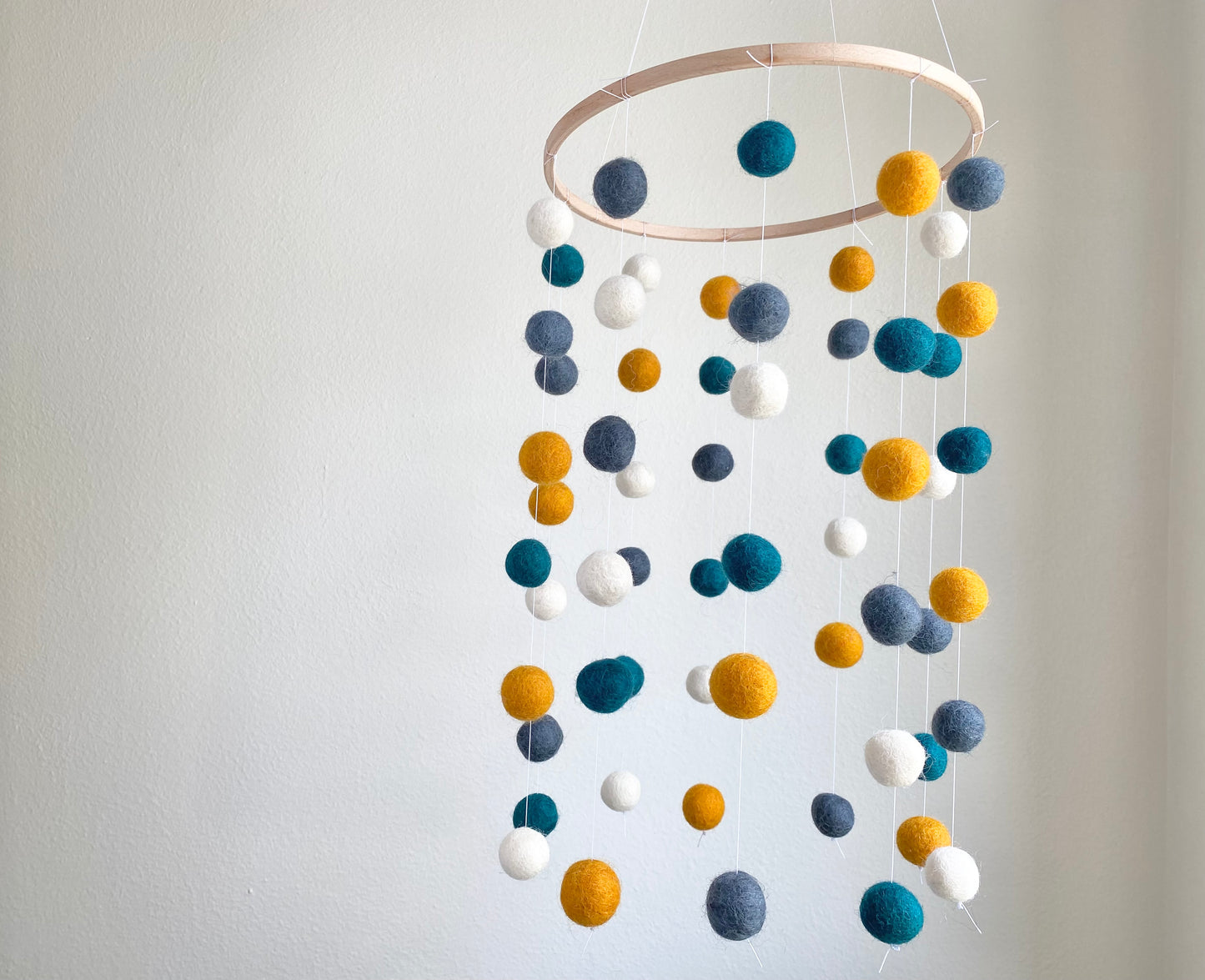 Cider & Peacock Felt Ball Ceiling Mobile