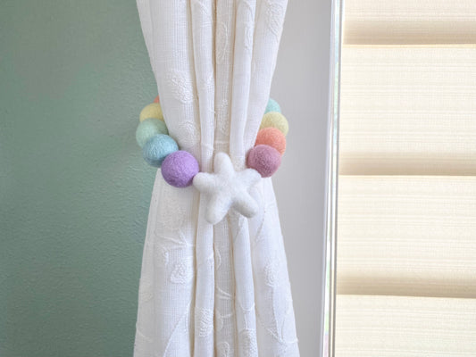 Pastel Rainbow Star Curtain Ties