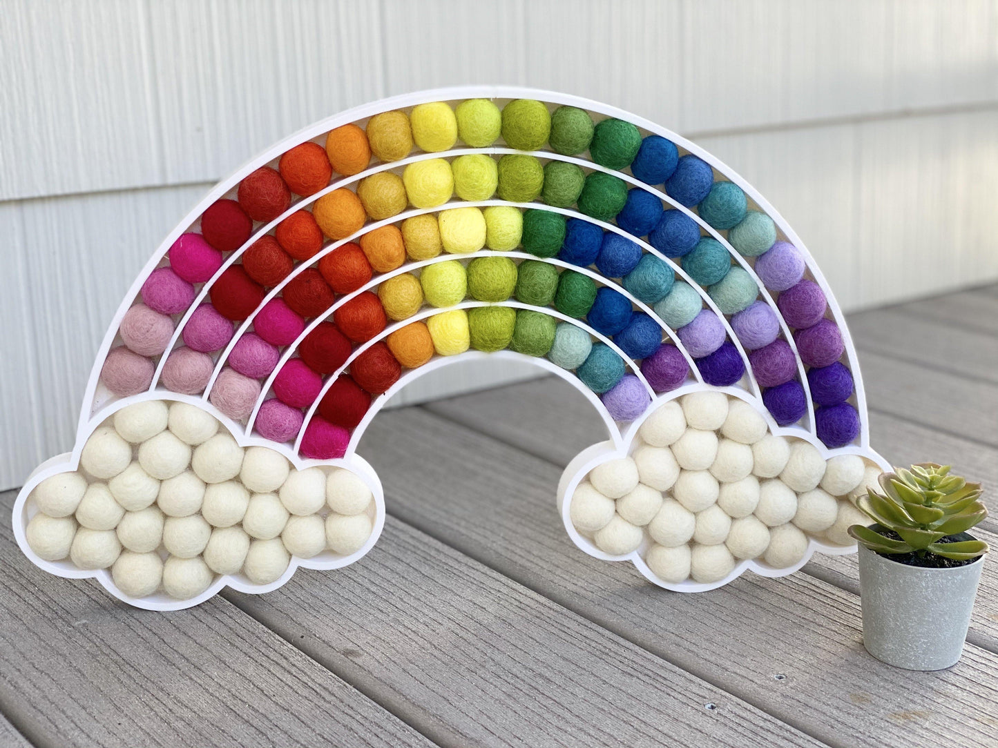 Ombre Felt Ball Cloud Rainbow - Redheadnblue