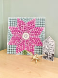 Pink Flower Wall Hanging or Shelf Sitter - Wool Jamboree