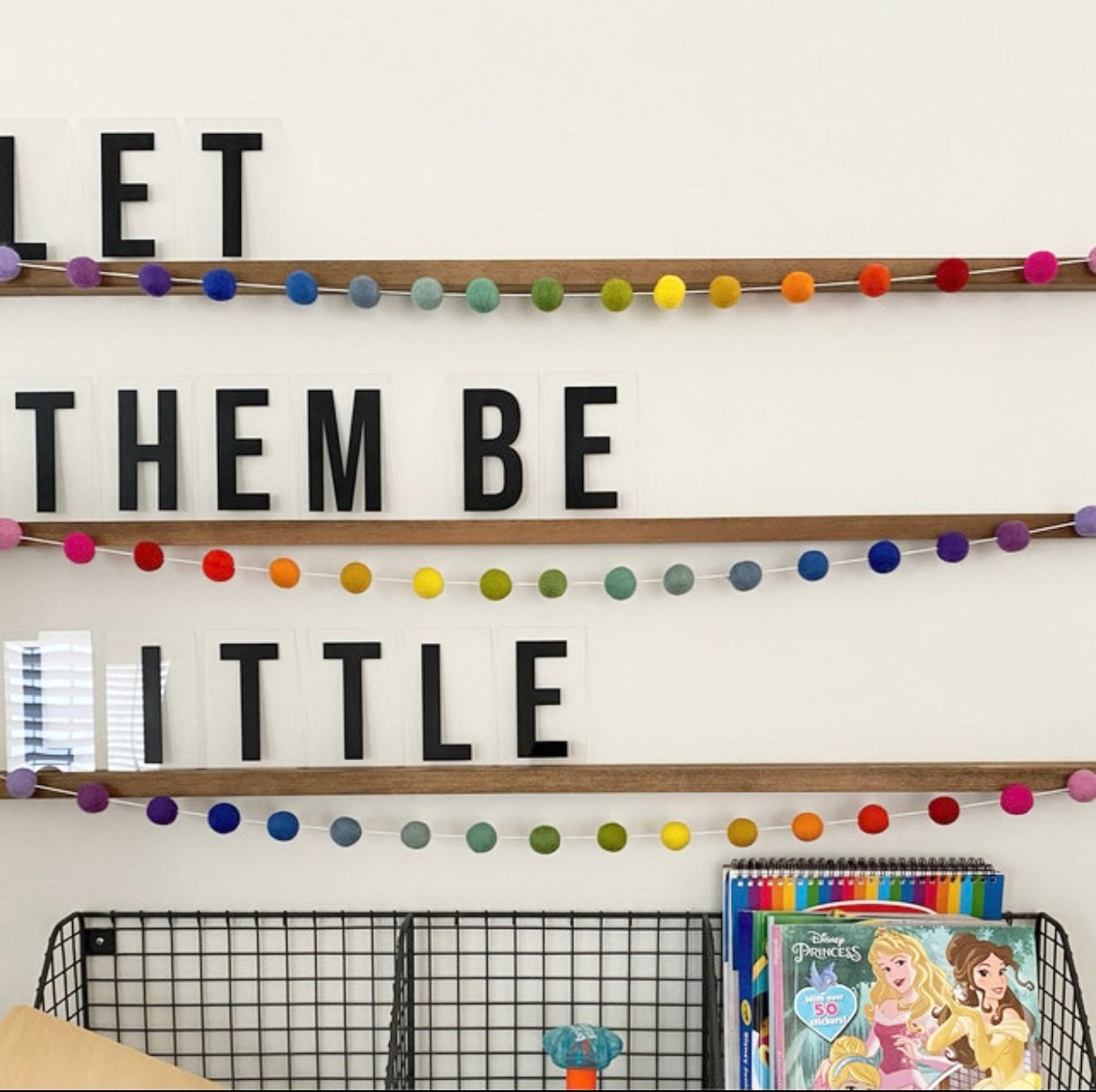 Rainbow Ombre Felt Ball Garland