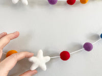 Rainbow with White Stars Garland