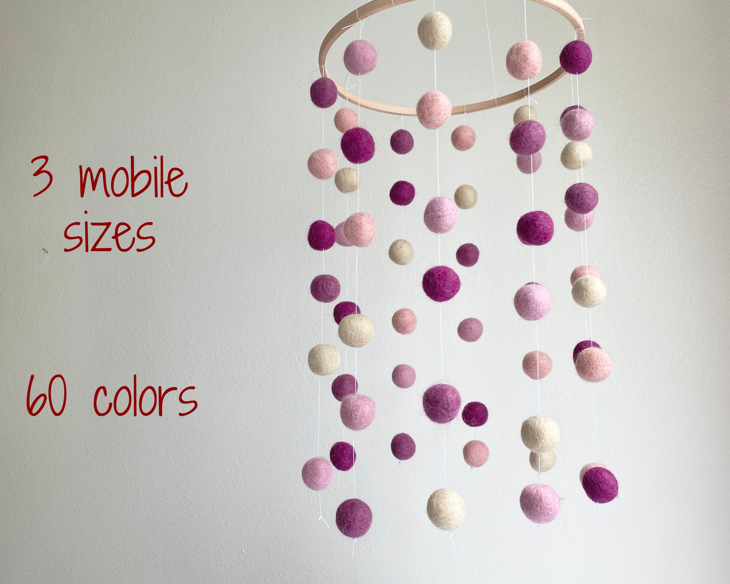 Purples & Pinks Felt Ball Ceiling Mobile