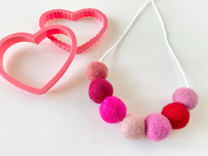 Valentine's Day Felt Ball Necklace