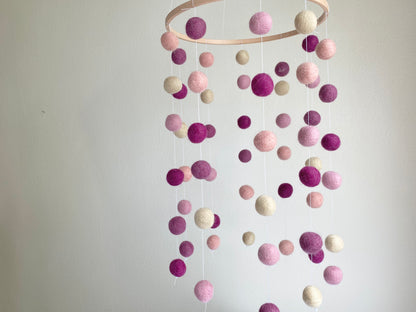 Purples & Pinks Felt Ball Ceiling Mobile