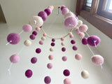 Purples & Pinks Felt Ball Ceiling Mobile