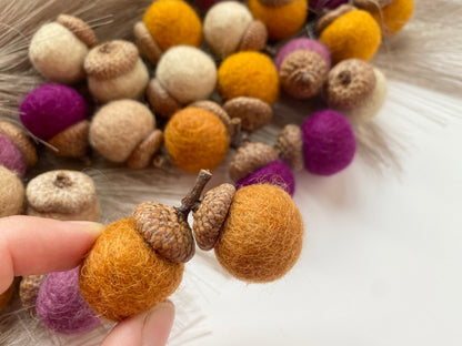Oranges & Purples Wool Acorns