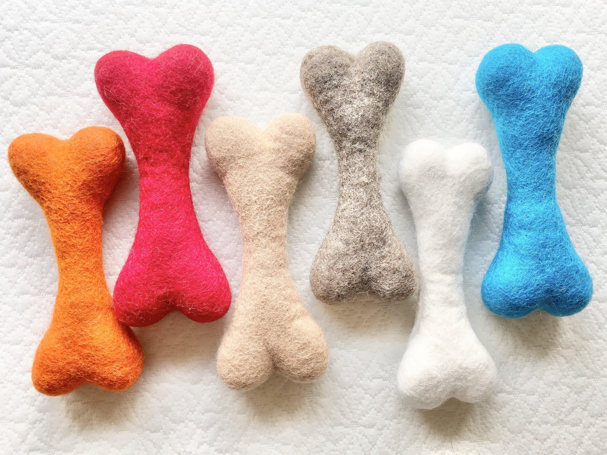 Large Solid Wool Dog Bones - Redheadnblue