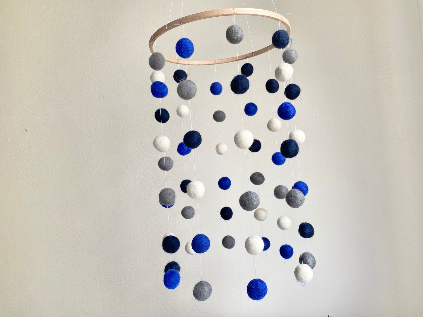 Deep Blues Felt Ball Ceiling Mobile