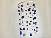 Deep Blues Felt Ball Ceiling Mobile