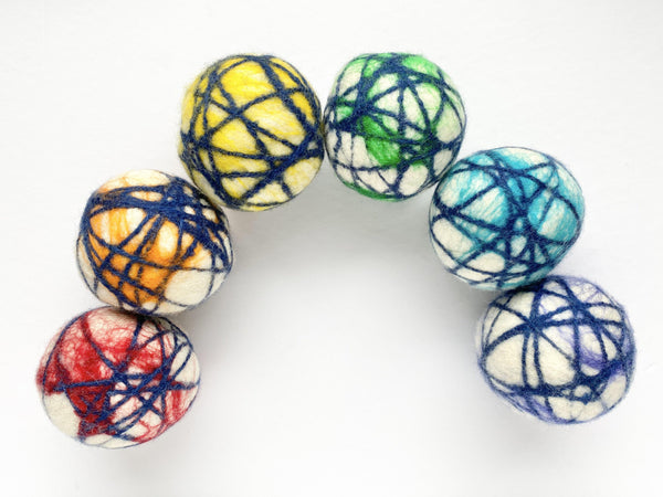 6 Rainbow Dryer Balls - Wool Jamboree