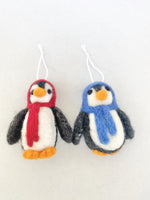 Red or Blue Penguin Felted Ornaments - Redheadnblue