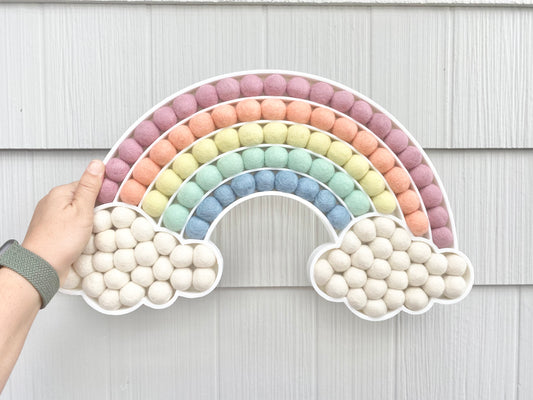 Pastel Felt Ball Cloud Rainbow