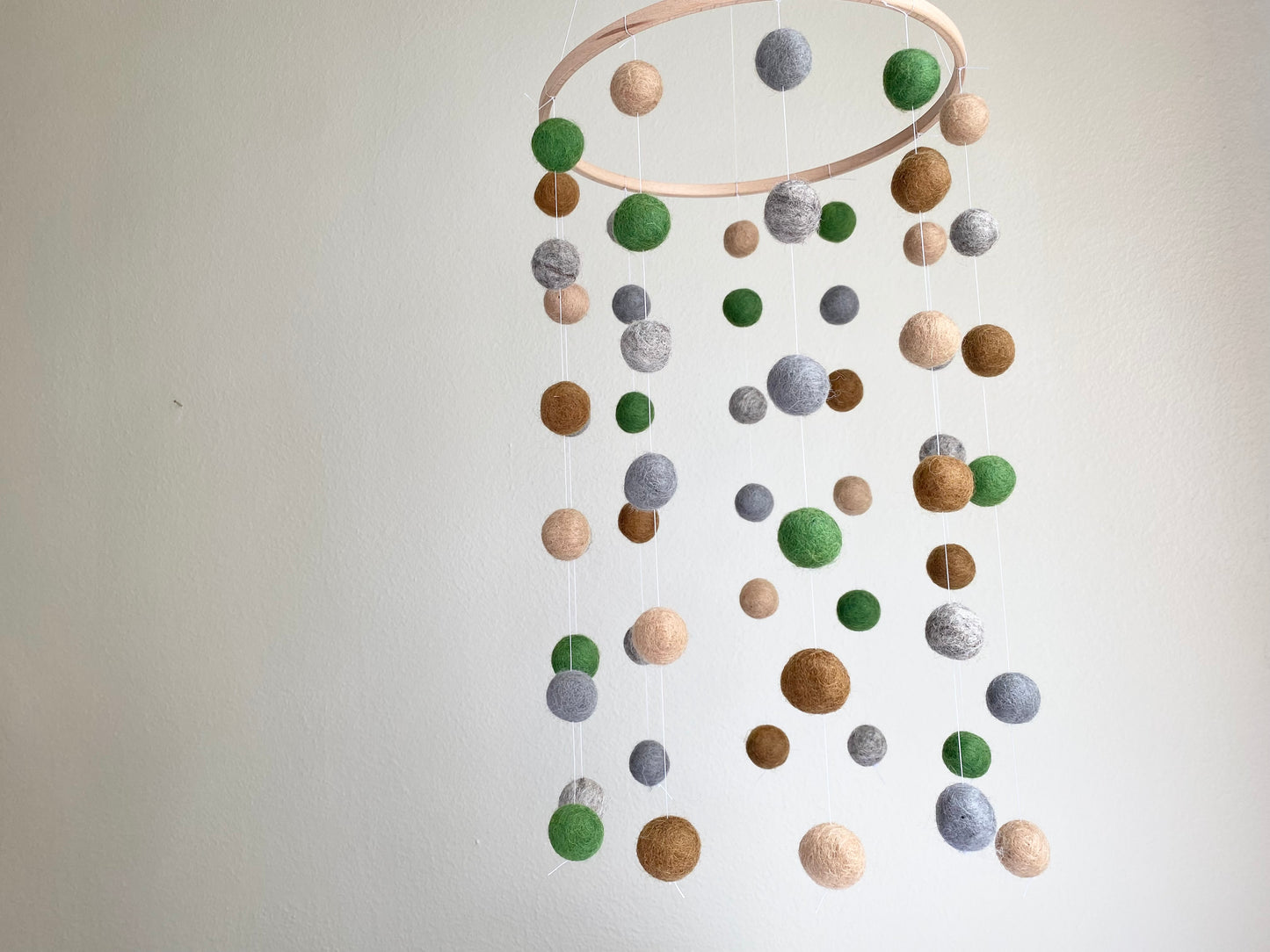 Green, Brown, Grey Felt Ball Ceiling Mobile